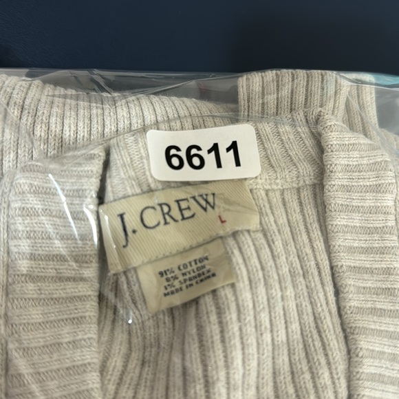 J. Crew Men's Ribbed V-Neck Sweater Fitted L Gray Heavyweight Stretch - Picture 9 of 9